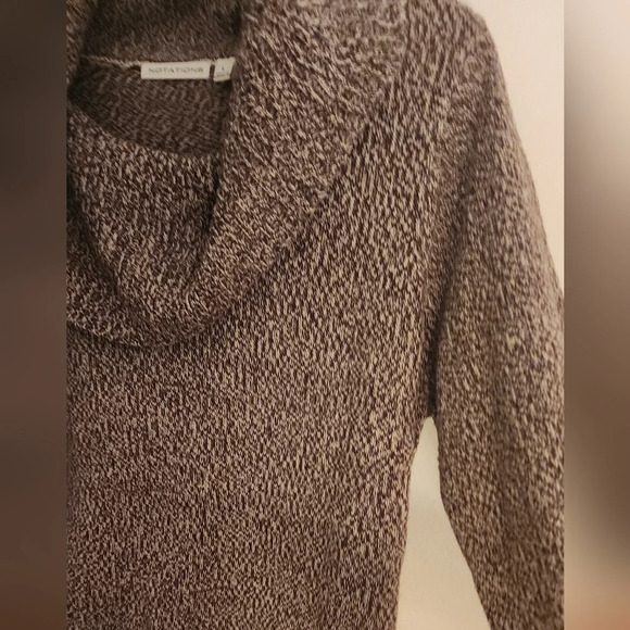 Notations Brown Cowl Neck Fringed Sweater   Size L - Picture 4 of 10